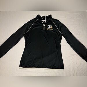 Women's Black and Gold Saints Quarter-Zip Sweatshirt